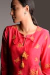 Shop_Umbar_Pink Silk Split Embroidered Kurta  _Online_at_Aza_Fashions