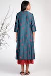 Shop_Umbar_Blue Silk And Cotton Blend Collar Embroidered Tunic  _at_Aza_Fashions