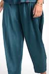 Buy_Umbar_Blue Silk Cotton Blend Pleated Pants  _Online_at_Aza_Fashions