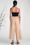 Shop_Umbar_Beige Silk And Cotton Blend High Waist Culottes  _at_Aza_Fashions