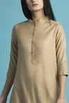 Buy_SAKSHAM & NEHARICKA_Beige Silk Band Collar Kurta Palazzo Set  _Online_at_Aza_Fashions