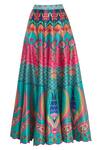 Siddhartha Bansal_Green Dupion Printed Maxi Skirt_Online_at_Aza_Fashions