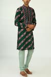 Buy_Siddhartha Bansal_Green Cotton Satin Printed Kurta Set_at_Aza_Fashions
