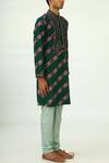 Siddhartha Bansal_Green Cotton Satin Printed Kurta Set_Online_at_Aza_Fashions