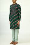 Buy_Siddhartha Bansal_Green Cotton Satin Printed Kurta Set_Online_at_Aza_Fashions