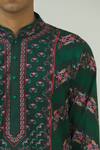 Shop_Siddhartha Bansal_Green Cotton Satin Printed Kurta Set