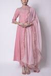 Buy_5x By Ajit Kumar_Pink Chanderi Anarkali Set_at_Aza_Fashions