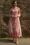 5x By Ajit Kumar_Pink Chanderi Anarkali Set_Online_at_Aza_Fashions