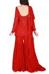 Shop_Julie By Julie Shah_Red Georgette Round Embroidered Kurta Sharara Set _at_Aza_Fashions