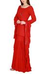 Buy_Julie By Julie Shah_Red Georgette Round Embroidered Kurta Sharara Set _Online_at_Aza_Fashions