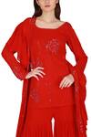 Shop_Julie By Julie Shah_Red Georgette Round Embroidered Kurta Sharara Set _Online_at_Aza_Fashions