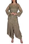 Buy_Julie by Julie Shah_Green Organza Round Embroidered Dhoti Kurta Set _at_Aza_Fashions