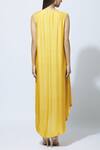 Shop_Ezra_Yellow Dupion Silk Draped Maxi Dress_at_Aza_Fashions