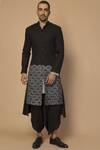 Siddartha Tytler_Black Matka Silk Sherwani  _Online_at_Aza_Fashions