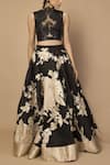 Siddartha Tytler_Black Faux Leather Round Embroidered Crop Top _Online_at_Aza_Fashions