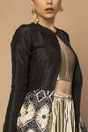 Buy_Siddartha Tytler_Black Dupion Embroidered Jacket Lehenga Set_Online_at_Aza_Fashions