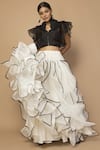 Buy_Siddartha Tytler_Black Organza Round Ruffle Skirt Set _at_Aza_Fashions
