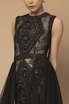 Buy_Siddartha Tytler_Black Net Round Embellished Draped Gown  _Online_at_Aza_Fashions