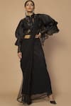 Buy_Siddartha Tytler_Black Net Embellished Saree With Blouse_at_Aza_Fashions