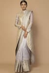 Buy_Siddartha Tytler_Grey Organza Embroidered Saree With Jacket_at_Aza_Fashions