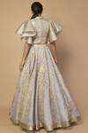 Shop_Siddartha Tytler_Grey Organza Round Embroidered Lehenga Set _at_Aza_Fashions