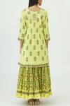 Shop_Nazar By Indu_Yellow Block Print Kurta Lehenga Set_at_Aza_Fashions