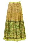 Shop_Nazar By Indu_Yellow Block Print Kurta Lehenga Set_Online_at_Aza_Fashions
