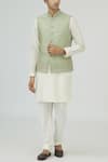 Buy_Vanshik_White Silk Bundi Kurta Set _at_Aza_Fashions