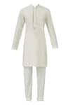 Buy_Vanshik_White Silk Bundi Kurta Set _Online_at_Aza_Fashions