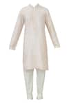 Buy_Vanshik_White Silk Bundi Kurta Set_Online_at_Aza_Fashions