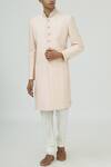 Buy Vanshik Pink Raw Silk Button Front Sherwani Set at Aza Fashions Buy_Vanshik_Pink Raw Silk Button Front Sherwani Set _at_Aza_Fashions