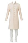 Buy Vanshik Pink Raw Silk Button Front Sherwani Set Online at Aza Fashions Buy_Vanshik_Pink Raw Silk Button Front Sherwani Set _Online_at_Aza_Fashions