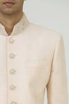 Vanshik Pink Raw Silk Button Front Sherwani Set at Aza Fashions Vanshik_Pink Raw Silk Button Front Sherwani Set _at_Aza_Fashions