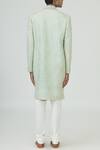 Shop_Vanshik_Green Raw Silk Embroidered Sherwani Set _at_Aza_Fashions