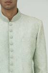 Vanshik_Green Raw Silk Embroidered Sherwani Set _at_Aza_Fashions