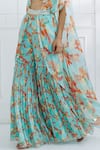 Buy_Mandira Wirk - Indian_Blue Chiffon Leaf Neck Printed Cape Sharara Set _Online_at_Aza_Fashions