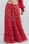 Buy_Mandira Wirk - Indian_Red Organza, Chanderi Sharara Pant Set _Online_at_Aza_Fashions