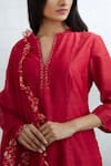 Mandira Wirk_Red Chanderi Round Kurta Sharara Set _Online_at_Aza_Fashions