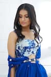 Buy_Mandira Wirk - Indian_Blue Chanderi, Georgette Round Top With Palazzo _Online_at_Aza_Fashions