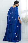 Shop_Mandira Wirk - Indian_Blue Chanderi, Georgette Round Cape Palazzo Set _at_Aza_Fashions