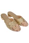 Buy_Kkarma Accessories_Gold Sequins, Embroidery Kitten Heel Mules _at_Aza_Fashions