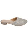 Shop_Kkarma Accessories_Silver Embroidery Mules_at_Aza_Fashions