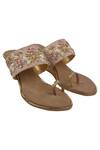 Buy_Kkarma Accessories_Gold Embroidery Kolhapuri Wedges _at_Aza_Fashions