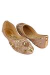 Shop_Kkarma Accessories_Gold Embellished Zardozi Juttis _at_Aza_Fashions