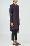 Dhruv Vaish Purple Raw Silk, Terry Cotton Embellished Kurta Set Online at Aza Fashions Dhruv Vaish_Purple Raw Silk, Terry Cotton Embellished Kurta Set_Online_at_Aza_Fashions