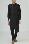 Buy_Dhruv Vaish_Black Raw Silk Embellished Kurta Set  _at_Aza_Fashions