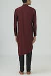 Shop_Dhruv Vaish_Maroon Cotton Silk Kurta Set_at_Aza_Fashions