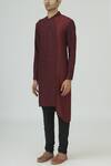 Buy_Dhruv Vaish_Maroon Cotton Silk Kurta Set_Online_at_Aza_Fashions