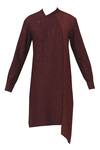 Shop_Dhruv Vaish_Maroon Cotton Silk Kurta Set_Online_at_Aza_Fashions