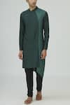Buy_Dhruv Vaish_Green Cotton Silk Kurta Set_at_Aza_Fashions